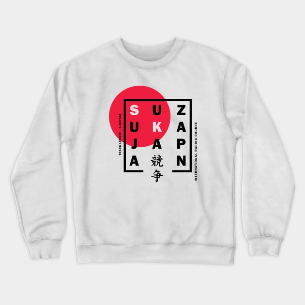 Suzuka, Japan F1 Track Design Crewneck Sweatshirt by DavidSpeedDesign